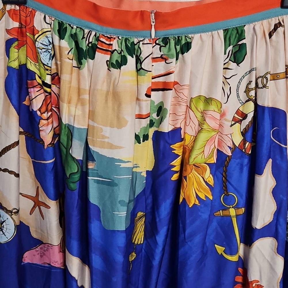 Floral Blue Callista Ocean Print Maxi Skirt and crop top SET - Picture 5 of 10